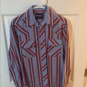 Wrangler Red and Blue Striped Western Shirt